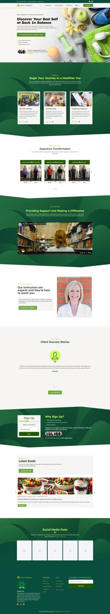 Back in Balance website preview