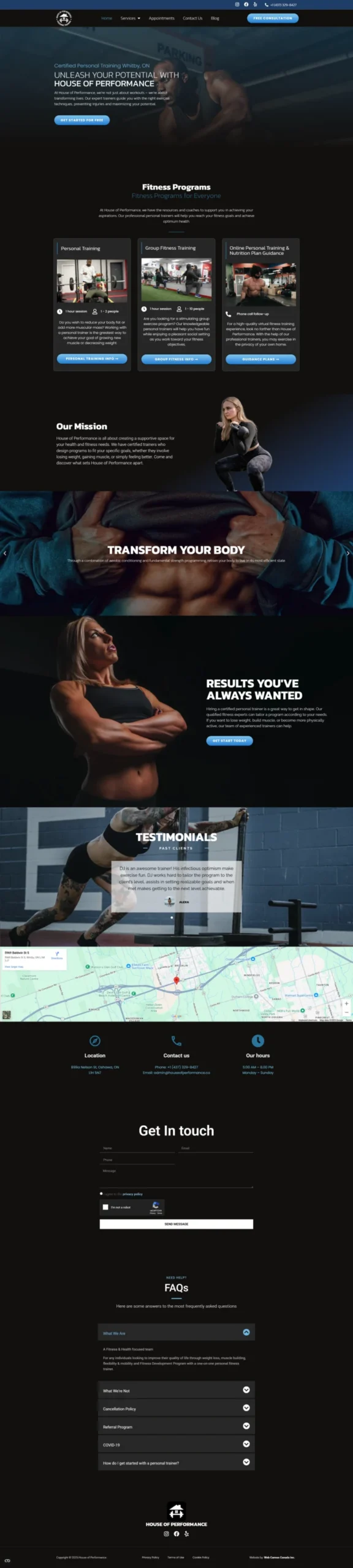 House of Performance website preview
